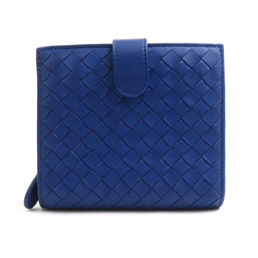 ボッテガヴェネタ BOTTEGAVENETA 二つ折り財布 イントレチャート レザー ブルー ユニセックス h31194a