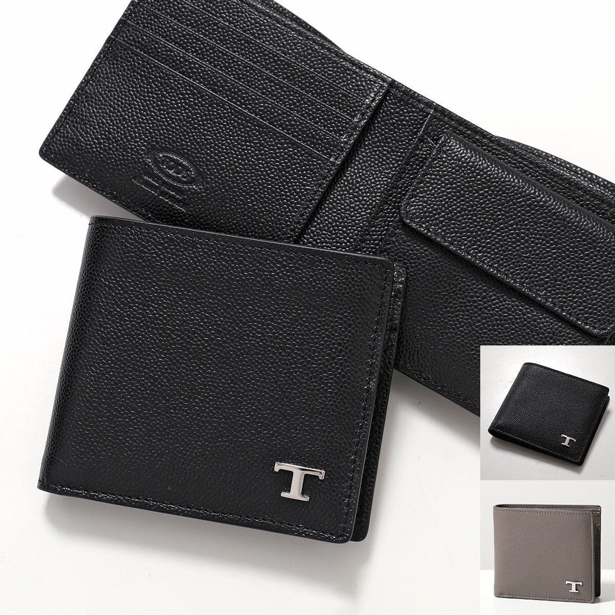 TODS トッズ 二つ折り財布 T TIMELESS Tタイムレス XAMTSYBB300UGA メンズ レザー ミニ財布 小銭入れあり B999 XAMTSYBB300UGAB999