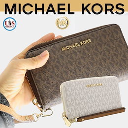 アイホン収納可能💖ストラップ付【Michael Kors/マイケルコース 】【正規品】★ スマホ入れ ウォレット リストレット iPhone長財布/アイホンXRXS 78対応