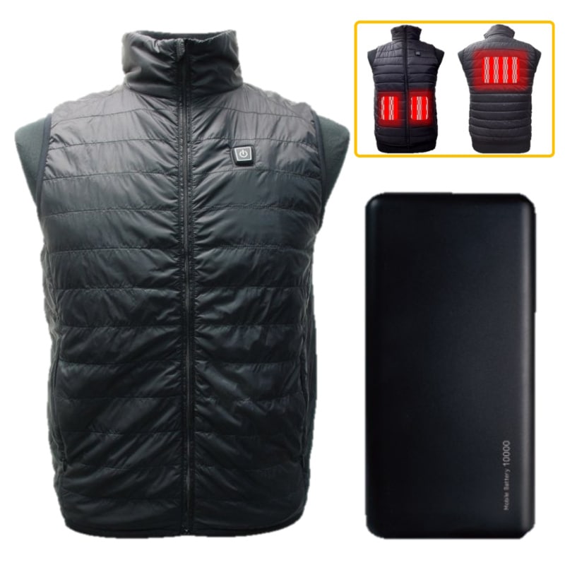 CROSS HEAT ヒートべスト 男女兼用 春秋冬用 ブラック S-LLサイズ ヒーターベスト 電熱べスト 防寒ウェア 10秒で温まる スピード発熱 6時間連続使用可能 USB ACアダプター