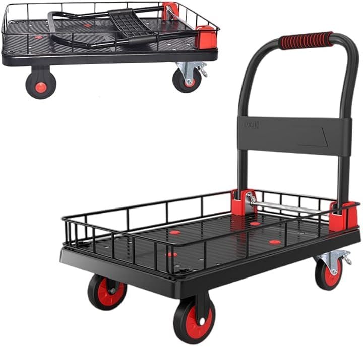 バスケット台車 折りたたみ式 カゴ付き台車 ストッパー付き 耐荷重350kg 積載面90x60cm 手押し台車 メッシュ台車 運搬用台車 ワゴン キャリーカート 家庭用(90x60cm) 15,184円