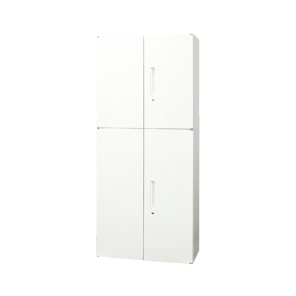 法人限定 Netforce EA-8040-2R3R-W-WH ホワイト Easembly (イーセンブリー) 両開き書庫 2台セット 2段/3段 スチール書庫 幅800×奥行400 メーカー直送