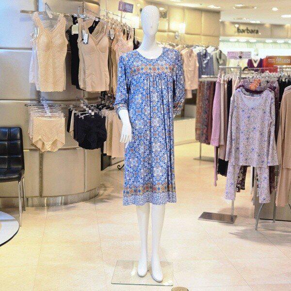 WGN370WBU_前ギャザーポリスパンイージーウェアワンピース