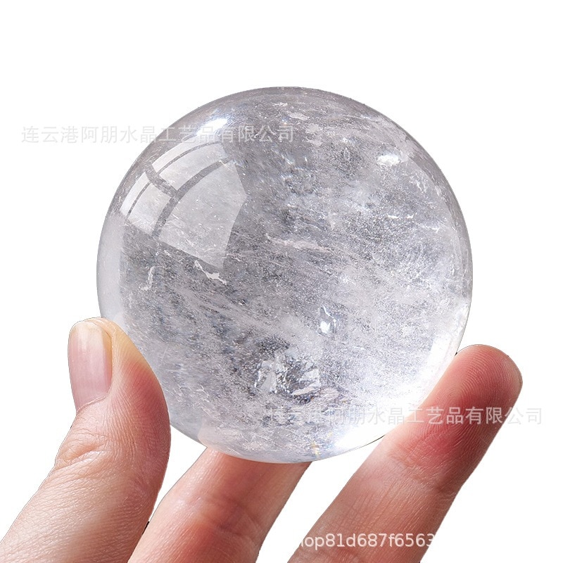天然の白い水晶玉の置物 風水の玉 開店祝い