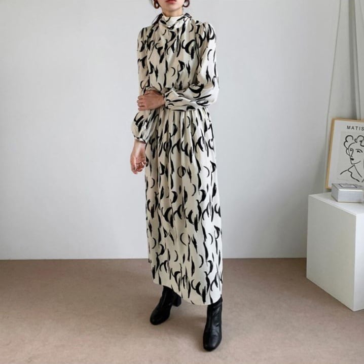 2color レディース ワンピース ロングワンピース マキシ丈ワンピース マキシ丈 レトロ柄 4,528円