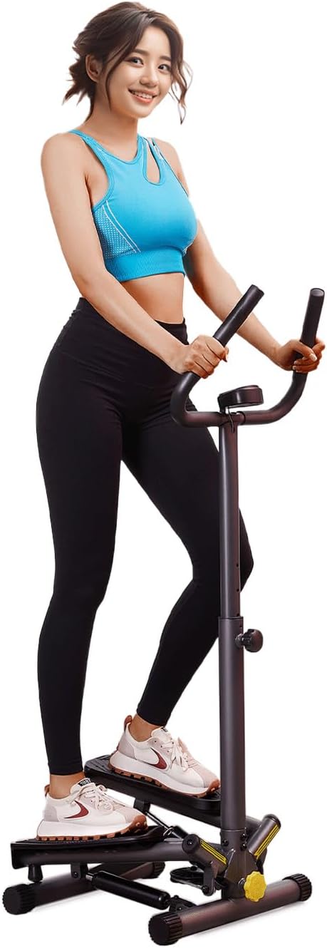 60長さ x 46.5幅 x 128.5高さ cm I-uki Sport 健康ステッパー 足踏み健康器具 ツイストエアロステッパー グレー/Grey 静音 負荷調整付き モニター/ハンドル/専用パ