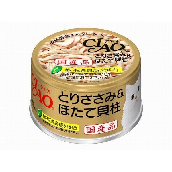 （まとめ買い）いなば とりささみ＆ほたて貝柱 85g 猫用缶詰 キャットフード [x24]