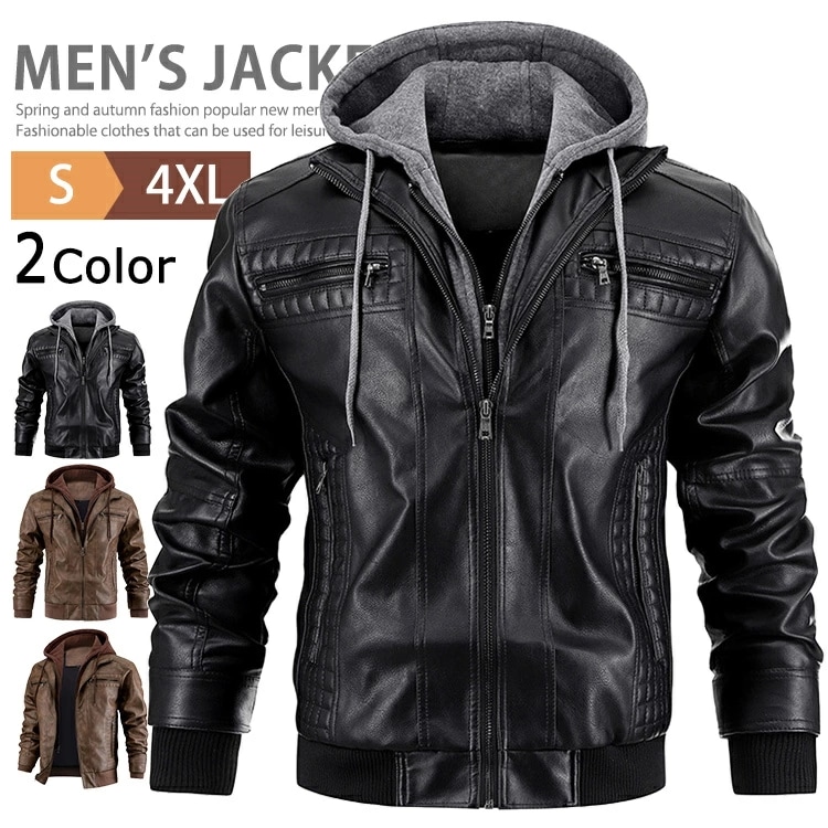 ライダースジャケット レザージャケット メンズ バイクジャケット シングルライダース 革ジャケット 革ジャン 皮ジャン ブルゾン ジャンパー アウター カジュアル フルジップ ジャケット コート 重ね