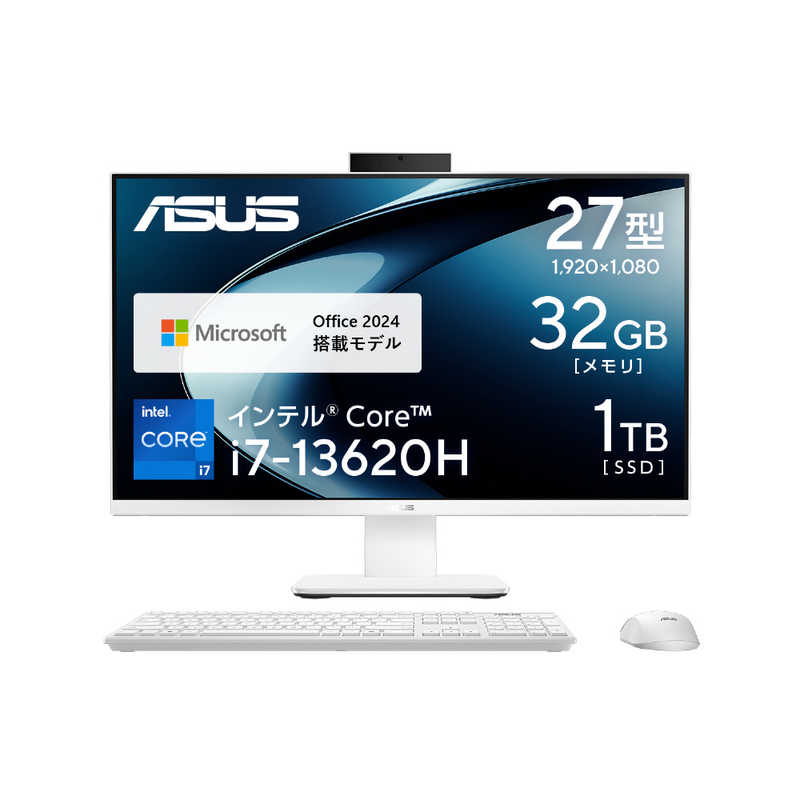 ASUS エイスース　デスクトップパソコン V400 AiO (V470VAK) [27型/Win11 Home/Core i7/32GB/1TB] ホワイト　V470VAK-WPE013WS