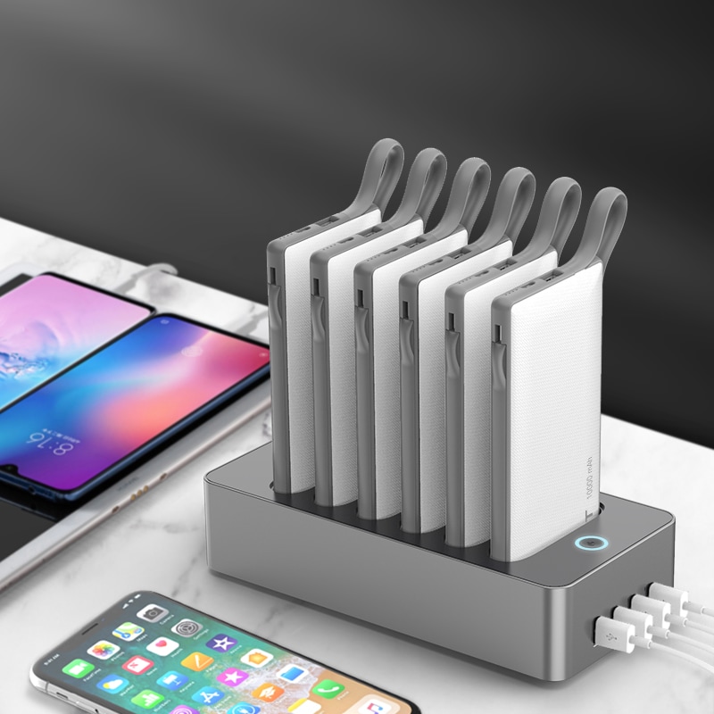 WST新着ポータブルパワーバンク充電ステーション多機能6PCS10000mAhビジネスおよび公共用外部バッテリー
