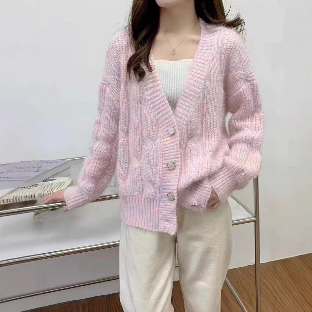 10個セット 2025秋冬韓国版甘め減齢ニットカーディガン女性のゆったり通勤コーデシンプルセーターコート
