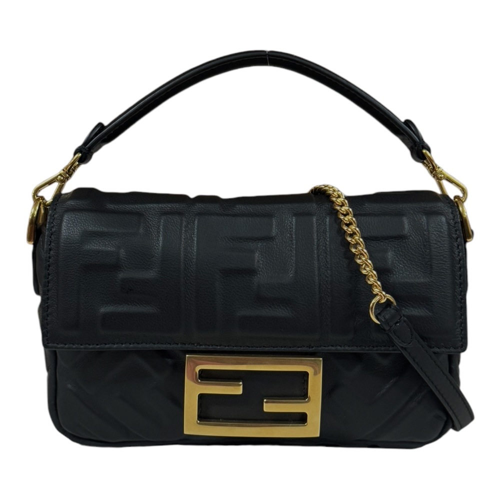 フェンディ バゲット ミニ ショルダーバッグ レザー 8BS017 ブラック FENDI 中古 美品
