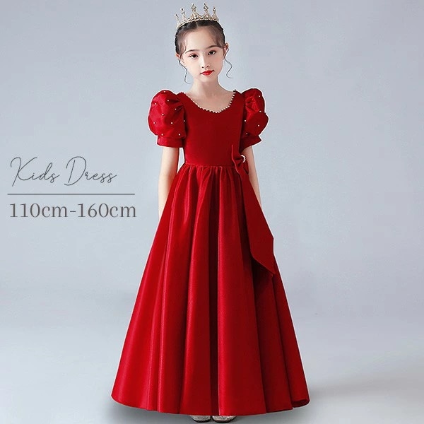 お手頃価格ドレス 子供 ピアノ 発表会 ピアノ発表会 中学生 ワンピース 女の子 ロングドレス 結婚式 ジュニア ピアノ発表会ドレス コンクール 袖付き パーティードレス イブニングドレス ロング キ