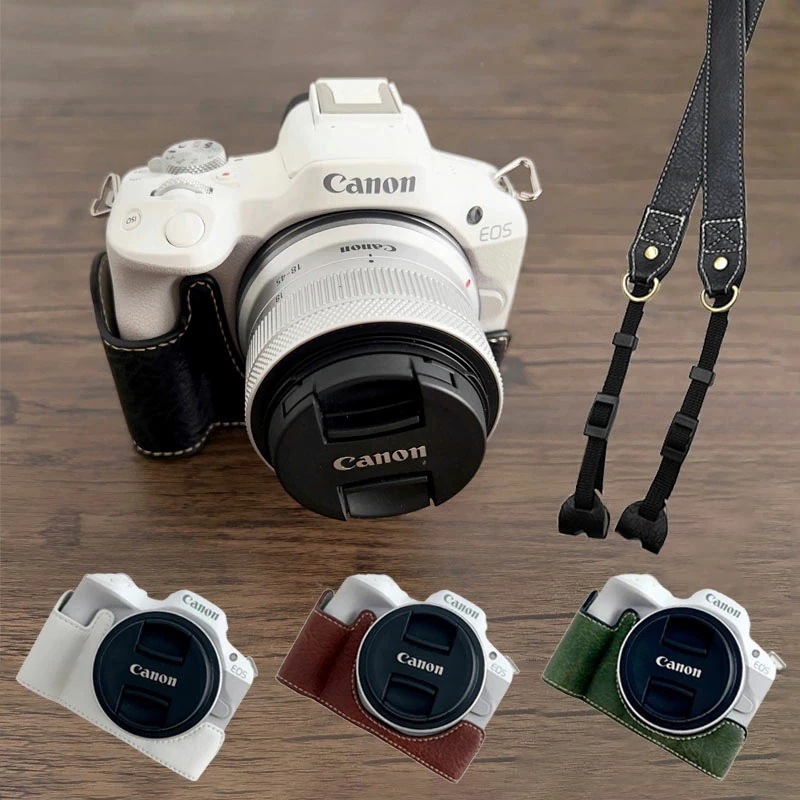 カメラケース R50 R100 PUレザー 一眼レフ カメラケース 速写ケース ボディーハーフケース 底面開閉 バッテリー交換可能 フジフィルムフイルム カメラ保護