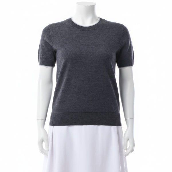GFORE MERINO WOOL SHORT SLEEVE SWEATER G4LF23S607-CHGR 女性メリノウール半袖セーター 828