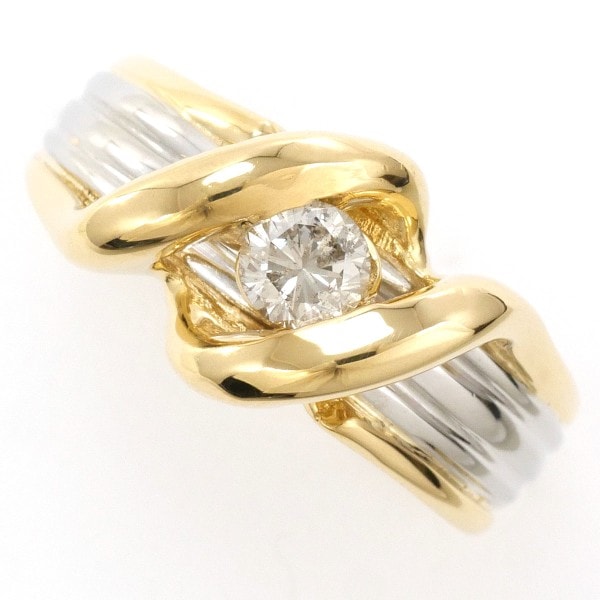 PT900 プラチナ K18YG リング 指輪 12号 ダイヤ 0.25 鑑別書 ジュエリー 中古