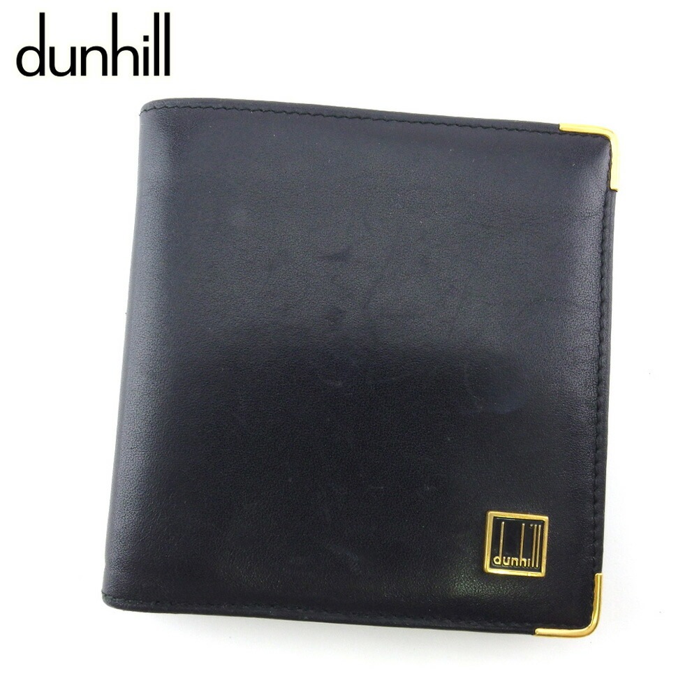 全国宅配無料 中古 ダンヒル Wホック 財布 二つ折り ミニ財布 メンズ ロゴプレート ブラック ゴールド レ その他 バッグ Www Coralreefcondos Com