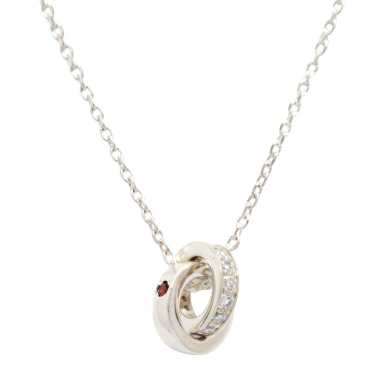 ネックレス レディース ダブルループモチーフ ネックレス 1月 誕生石 誕生日 エターナルシルバー