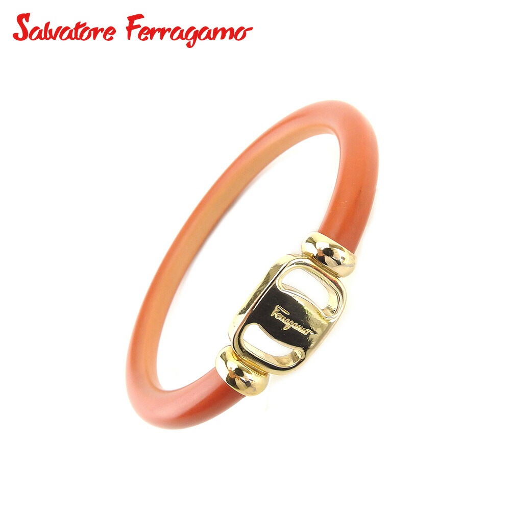 バングル ブレスレット アクセサリー ヴァラ オレンジ ゴールド 中古