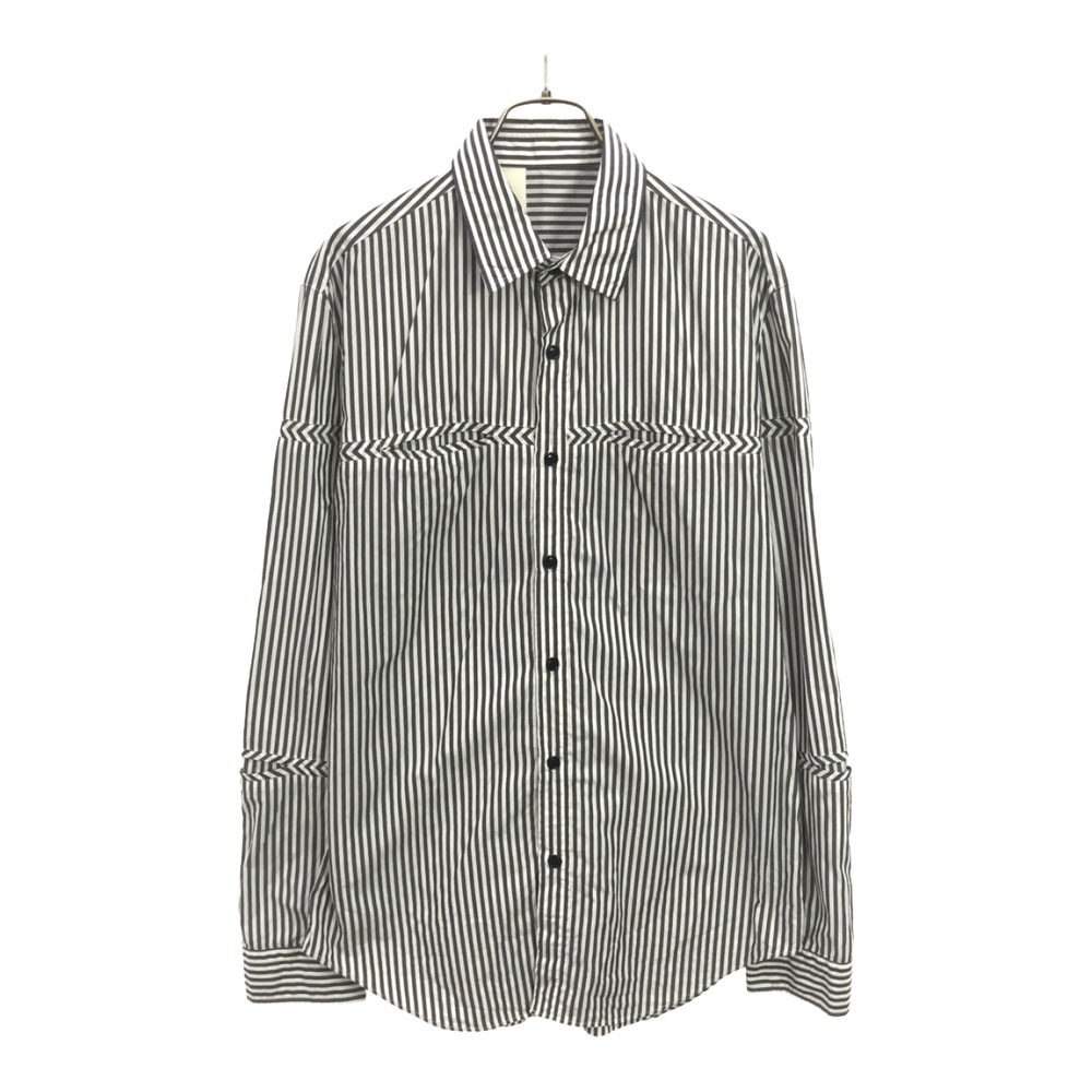 ストライプ 長袖 シャツ グレー×ホワイト メンズ