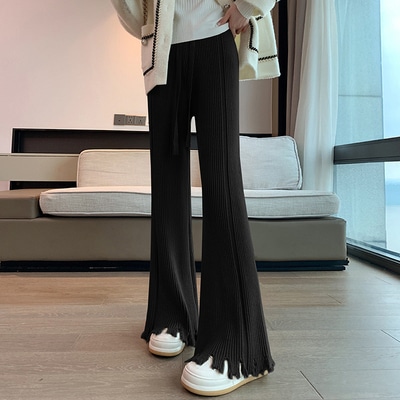 ボトムス パンツ カラーパンツ ロング ロング丈 マキシ マキシ丈 フレア セミフレア ハイウエスト ウエストゴム 伸縮性 ニット かわいい 大人可愛い きれいめ 大人 おしゃれ お洒落 かっこいい