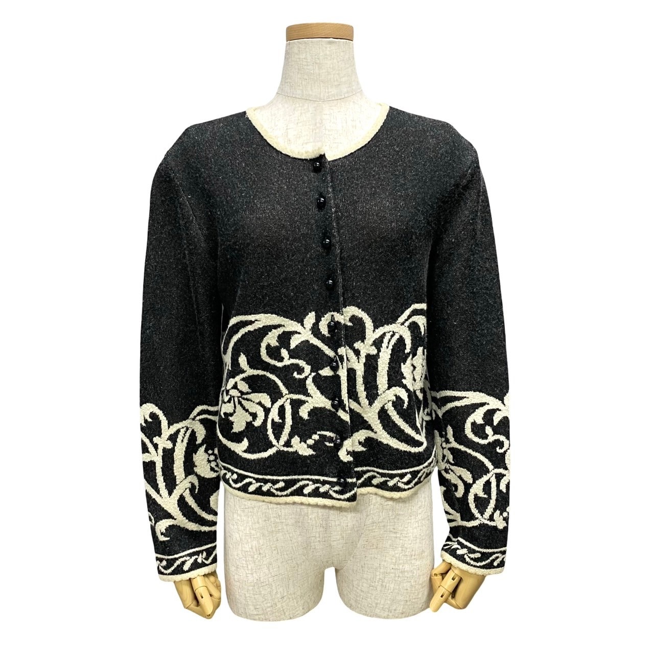 ヴィンテージカーディガン レーヨン ナイロン アクリル毛 ブラック 46135