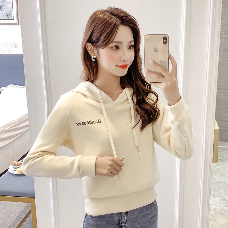 コンパクトパーカー トップス パーカー フーディー ショート丈 長袖 ラウンドネック スリム