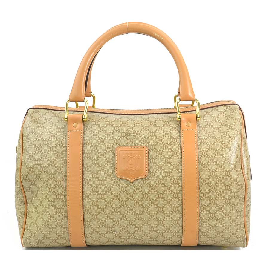 セリーヌ CELINE ハンドバッグ マカダム PVC/レザー ベージュ ゴールド レディース e60476a