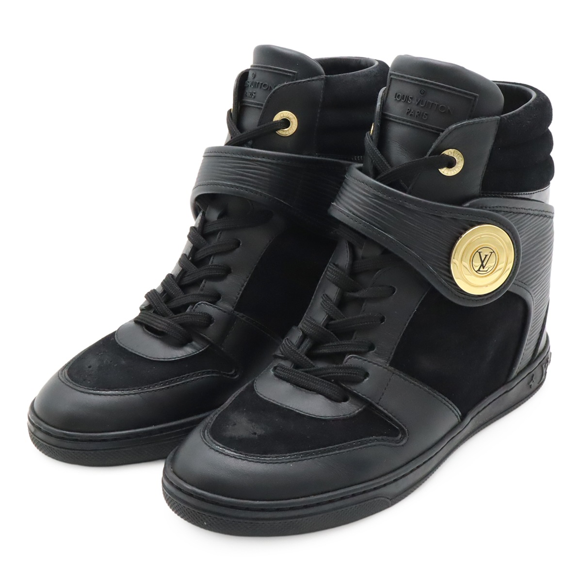 ポストマーク ライン スニーカー シューズ ハイカット エピレザー ブラック 黒 #37 1/2 24c