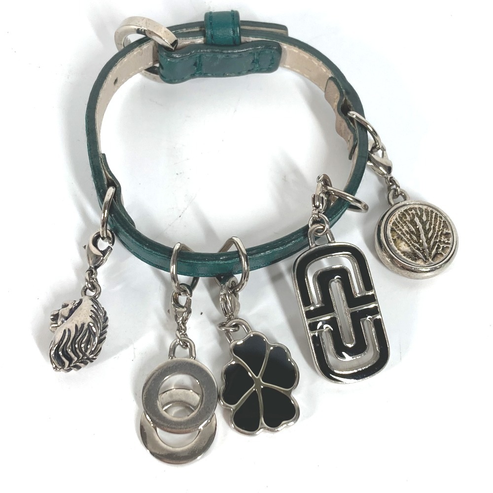 ブレスレット 5 アイコン チャーム ブルガリブルガリ ロゴ バングル アクセサリー レザー グリーン