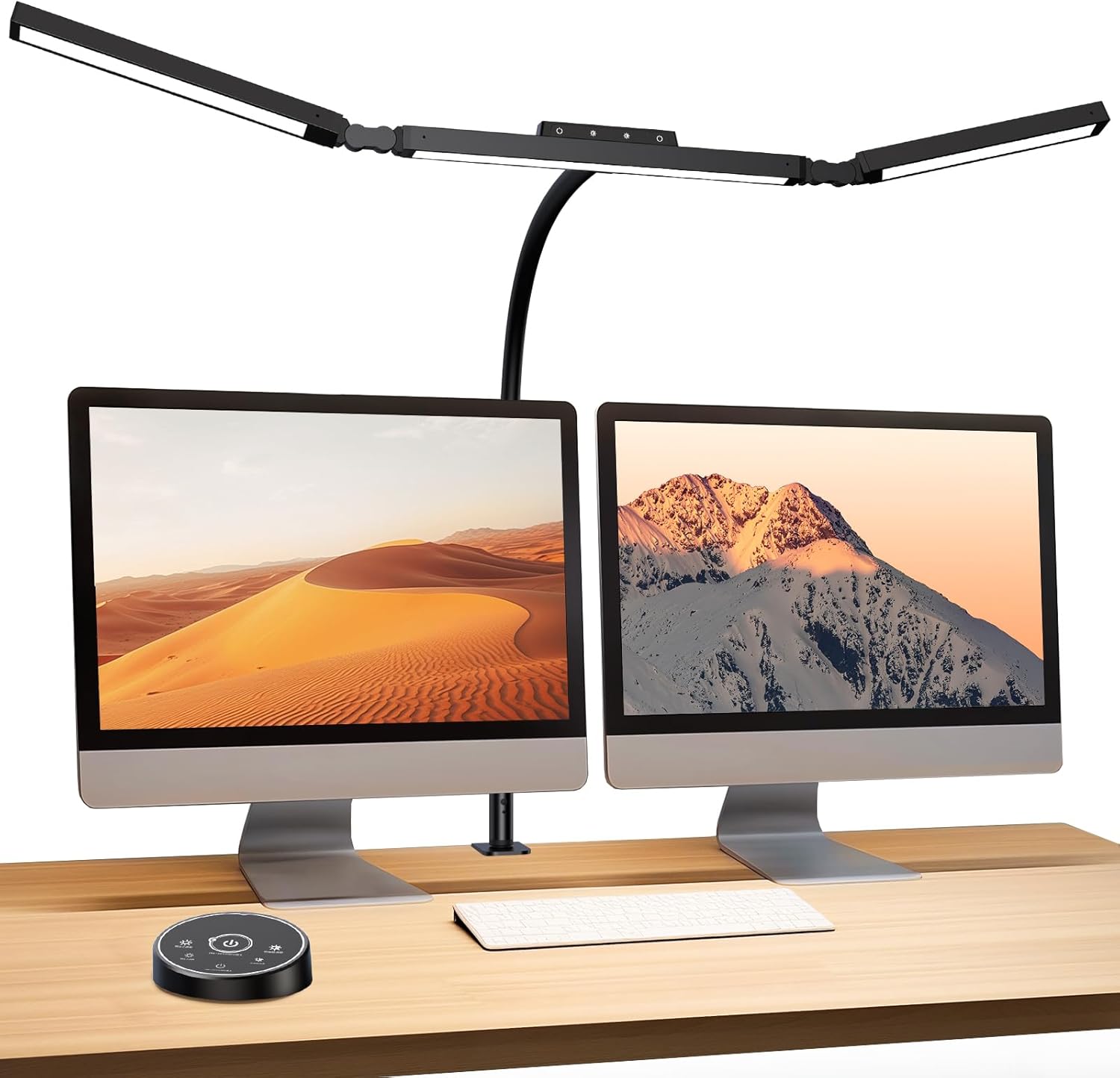 BeaNet デスクライト LED 幅98cm 「無線リモコン・3光源Max版・環境補助光・独立制御・2000Lx」 クランプ 電気スタンド 多角度調節 4段階調光調色 「24W・PSE認証済」