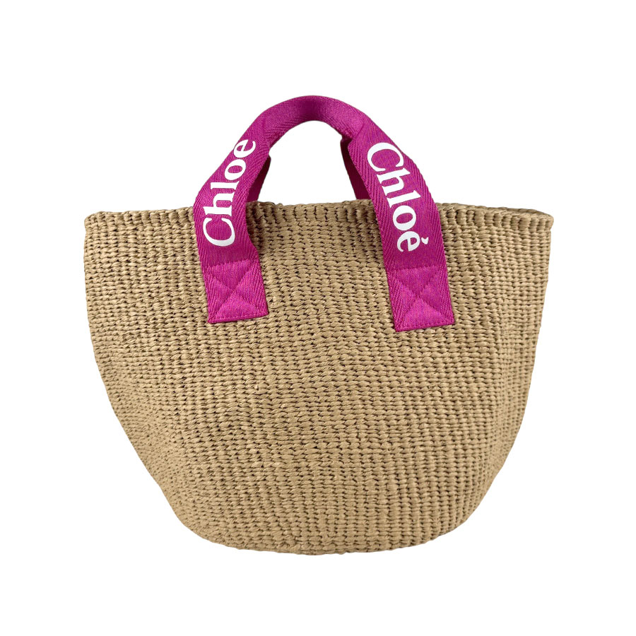 クロエ Chloe ハンドバッグ Chloe x Mifuko キャンバス/ペーパーファイバー ベージュ/ピンク キッズ z6093