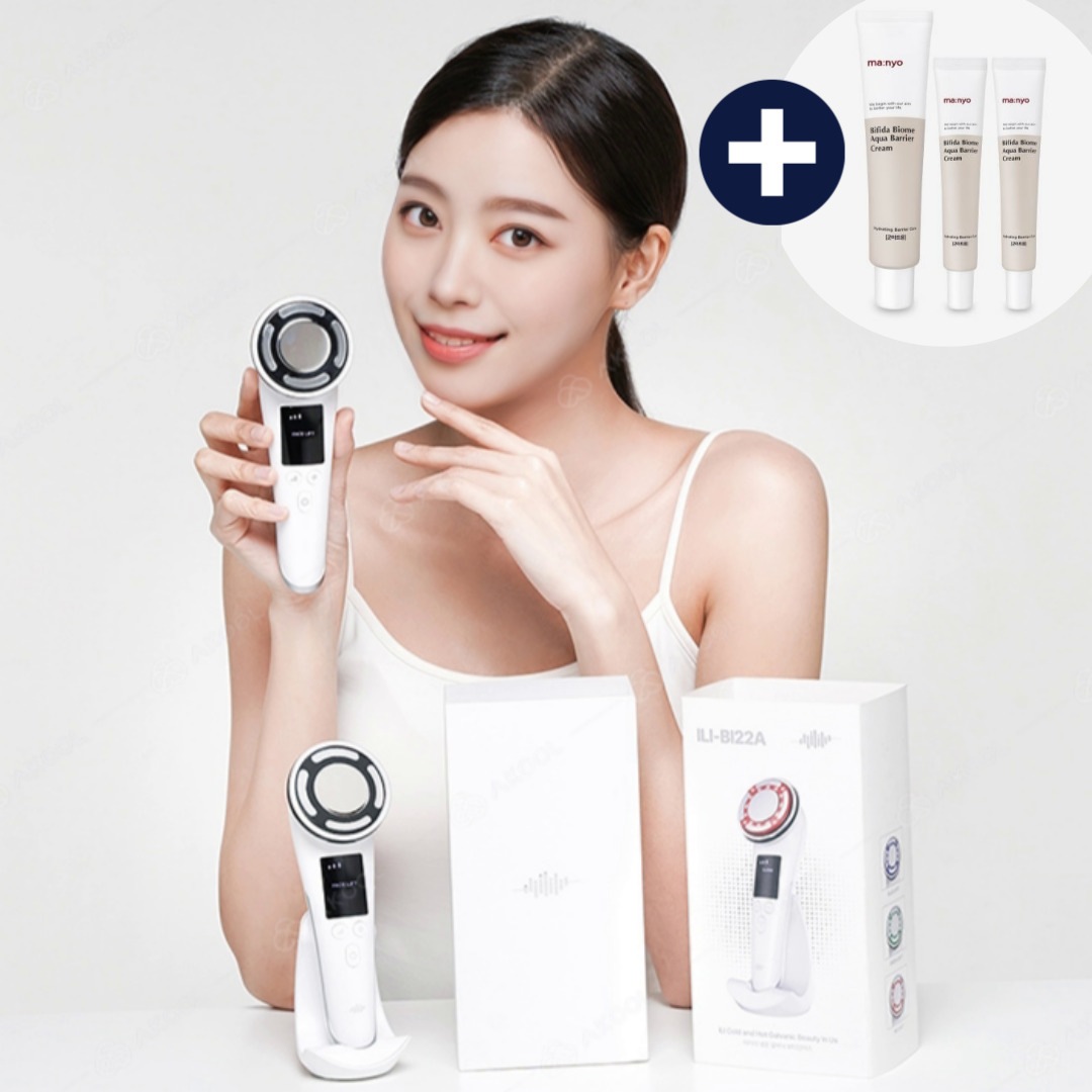 美顔器 マニョ ビフィダバイオーム アクアバリアクリーム 80ml+40ml 保湿+アイリ ガルバニックマッサージ機 ILI-BI22A セット 韓国製 コスメ福袋 福袋 コスメ コスメ 福袋