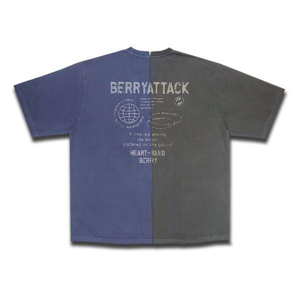 男女共用 ベリー ピグメント ラウンド 半袖 Tシャツ OF TSH Q004 ブルー_P422460879
