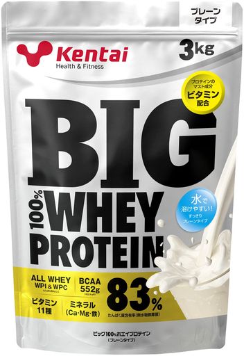 KENTAI BIG 100%ホエイプロテイン プレーンタイプ 3KG 11,284円