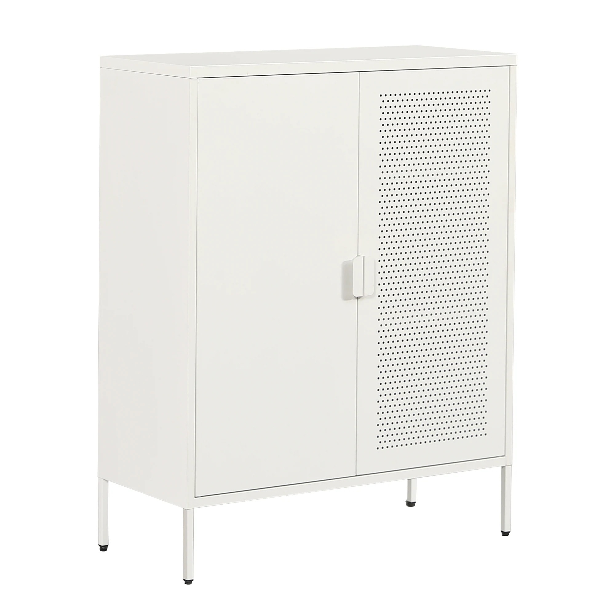 【安心保証付き215】キャビネット スチール サイドボード ドア付き 両開き 可動棚付き メタル コンパクト 高め 金属製 おしゃれ リビング モダン 棚 スチールチェスト 書類 韓国インテリア 扉