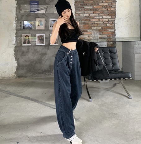 ワイドデニムパンツ ボトム パンツ デニム ロング丈 大人スタイル カジュアル 目立つ 個性的 おしゃれ かっこいい 大人可愛い 大人女子 こなれ感 キュート 爽やか ナチュラル 柄 春 秋 冬