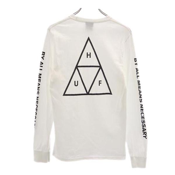 バックプリント 長袖 Tシャツ S 白系 ロンT メンズ