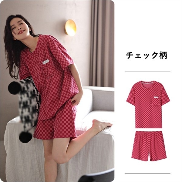 ルームウェアパジャマ上下セット 大人用 産後 春 部屋着 綿100％ ストライプ コットン チェック レディース 韓国 マタニティ サマーパジャマ ルームウェア かわいい 入院 寝間着 可愛い パジャ