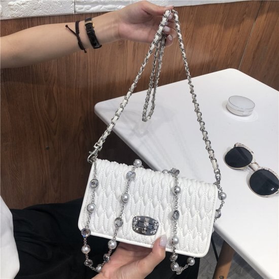 【取寄：納期2週間】ショルダーバッグ レディース 斜め掛けバッグ 肩掛けバッグ かばん 鞄 バッグ ミニバッグ クリスタル ラインストーン チェーン きらきら エレガント きれいめ パーティー