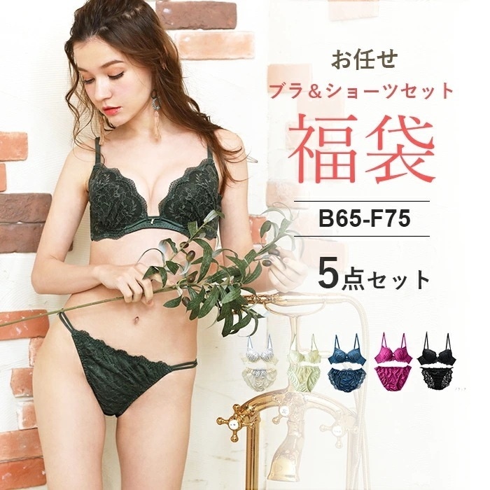 ブラジャー ナイトブラ ブラショーツセット ノンワイヤーブラジャー ショーツ セット 5点 おまかせ