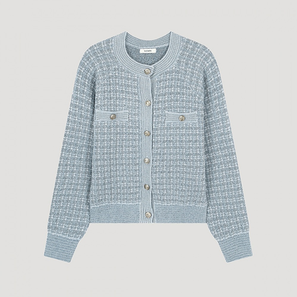 (Shes Miss) グリッターツイードニットカーディガン_SSKCDO41010_BL