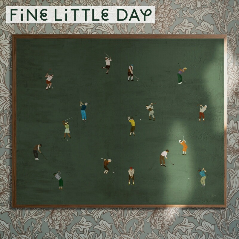 ファインリトルディ　アートポスター　GOLFERS (ゴルファー ) Fine Little Day 40X50 インテリア おしゃれ 北欧 ゴルフ 緑 ユニーク