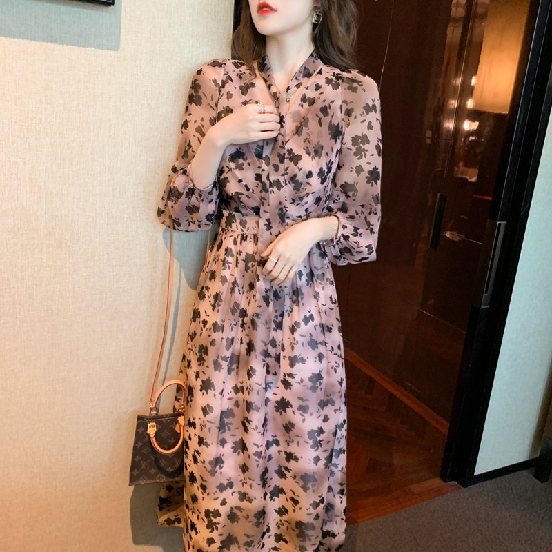 ワンピース スカート レディース ロングワンピース ロングスカート ブラウス シフォン シースルー 透け感 薄手 細身 主役級 存在感 フォーマル とろみ感 抜け感 デート 長袖ドレス 女性 おしゃれ