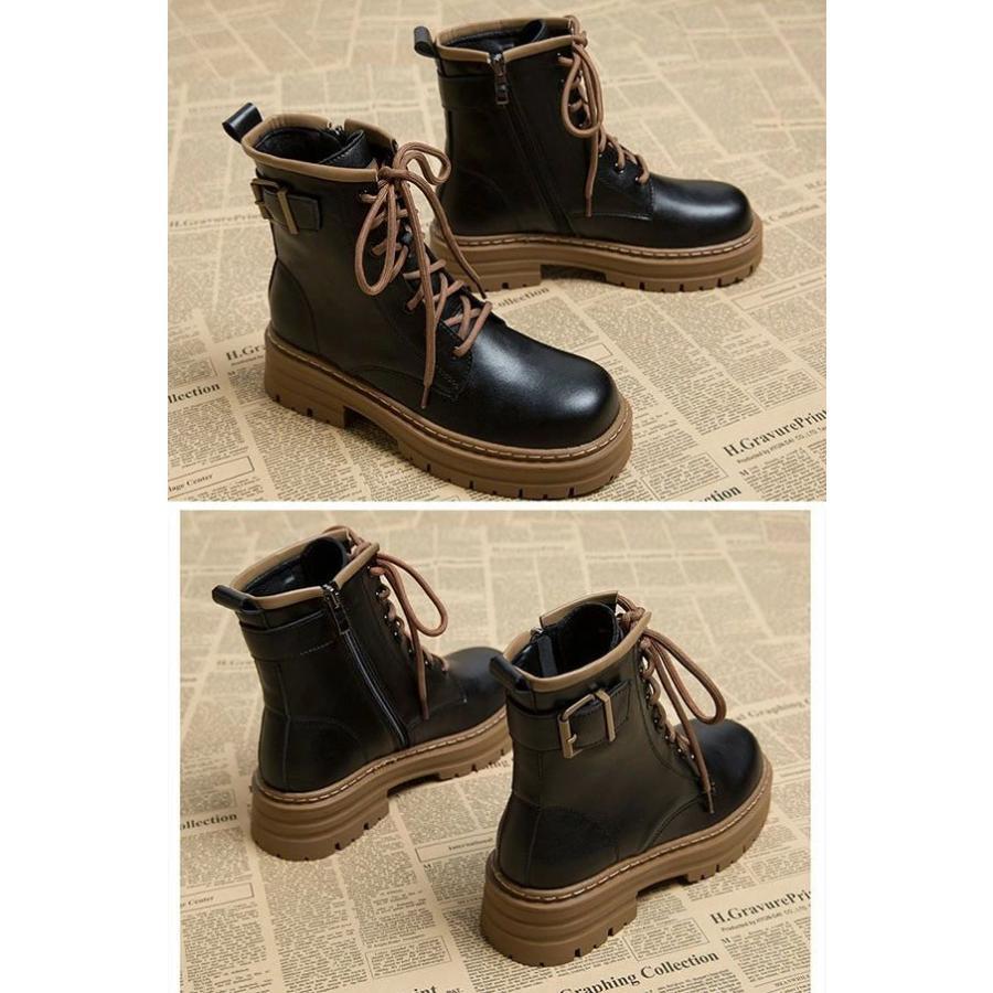 ショートブーツ レディース 歩きやすい レースアップブーツ 編み上げブーツ サイドジップ ミドルブーツ ラウンドトゥ 履きやすい 防寒 エンジニアブーツ ワーク