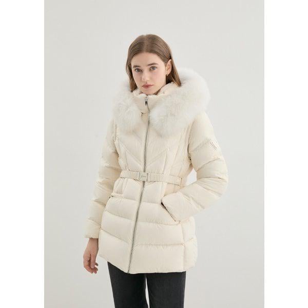 YP4W5875 [フェザーライト] 女性フォックスファーミドルヒップグラムダウン