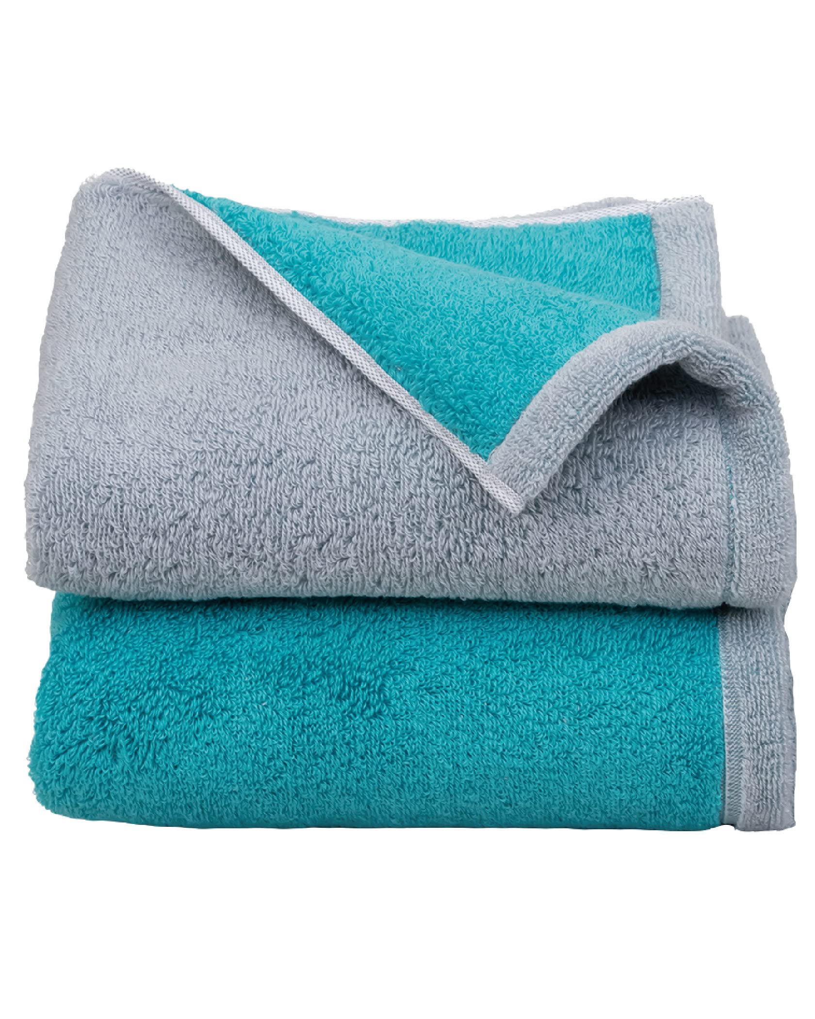 バスタオル 今治 大判 2枚セット 厚手 大きめ 日本製 認定 吸水 70×130cm 綿100% リバーシブル グレー×ターコイズ