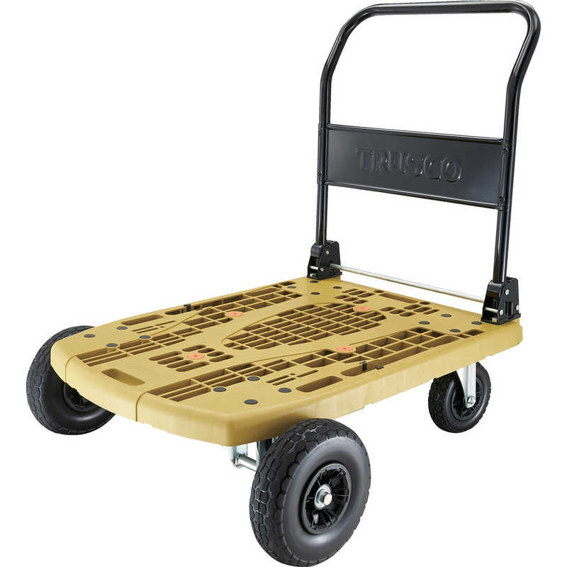 トラスコ中山　TRUSCO樹脂台車カルティオビッグオフロｰド900X600ノｰパンクタイヤオリｰブ 　MPK906NOROG