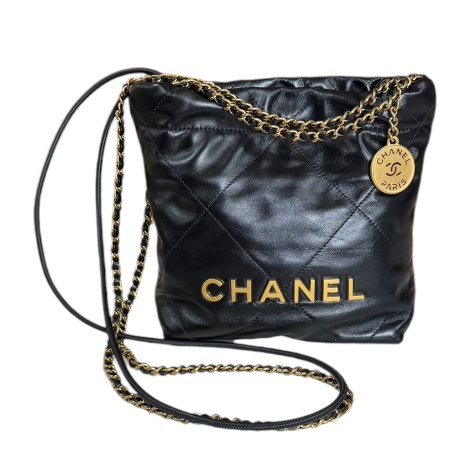 シャネル ミニハンドバッグ シャネル22 ショルダーバッグ AS3980 ブラック CHANEL 中古 美品