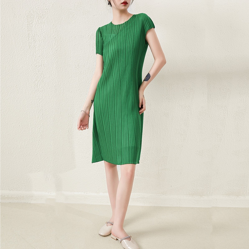 しわワンピース偽二枚斜襟スカート高級気質が痩せている夏の気をつけてスカートカバー